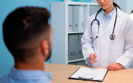 Врач стоит рядом со столом